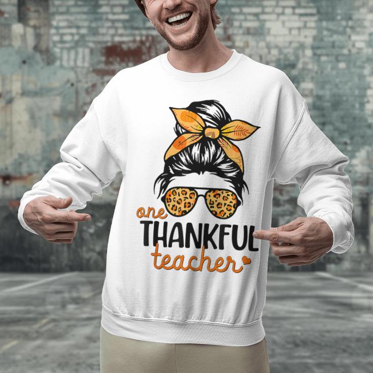 Thanksgiving Shirt Teacher Women Messy Bun Thankful Teacher Unisex Sweatshirt, gift for family, gift for coworker Thanksgiving Shirt Teacher Women Messy Bun Thankful Teacher Unisex Sweatshirt, gift for family, gift for coworker