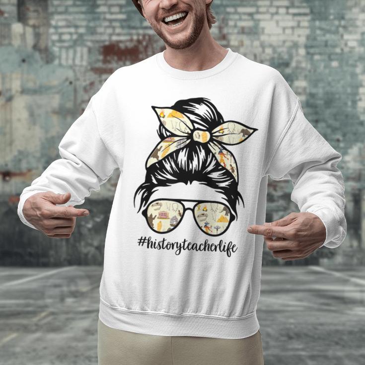 History Teacher Messy Bun Life Hair Glasses Unisex Sweatshirt, History Teacher Sweatshirts, gift for family, gift for coworker History Teacher Messy Bun Life Hair Glasses Unisex Sweatshirt, History Teacher Sweatshirts, gift for family, gift for coworker