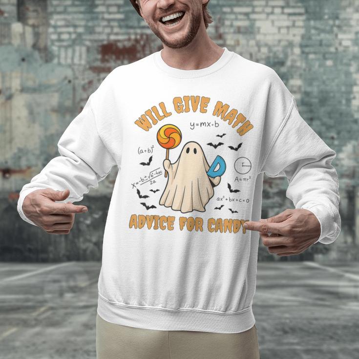 Will Give Math Advice For Candy Math Ghost Teacher Halloween Unisex Sweatshirt, gift for family, gift for coworker