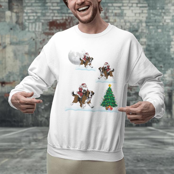 Xmas Lighting Tree Santa Riding Boston Terrier Christmas Unisex Sweatshirt, Boston Terrier Riding Sweatshirts, Boston Terrier Christmas Sweatshirts, gift for family, gift for coworker