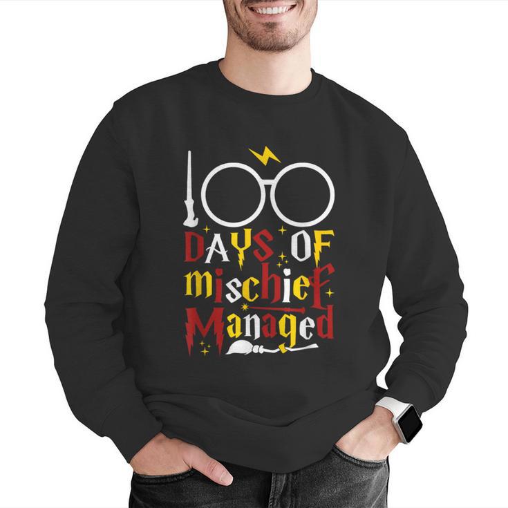 100 Days Of Mischief Managed Teacher Kid 100th Day Of School Men Graphic Sweatshirt, funny gift