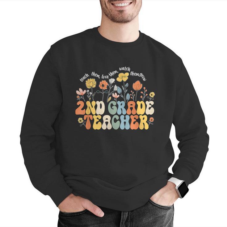 2nd Second Grade Teacher Appreciation Teaching Wildflowers Men Graphic Sweatshirt, 2nd Grade Teacher Sweatshirts, funny gift