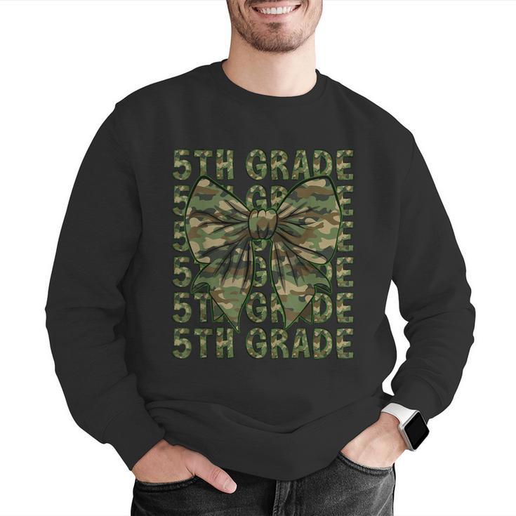 5th Grade Teacher Student Camo Bow Back To School Men Graphic Sweatshirt, funny gift
