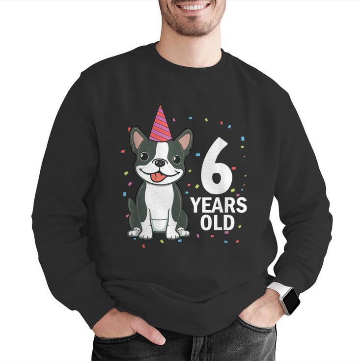 6 Years Old Birthday Boston Terrier Dog Lover 6th Party Kid Men Graphic Sweatshirt, funny gift