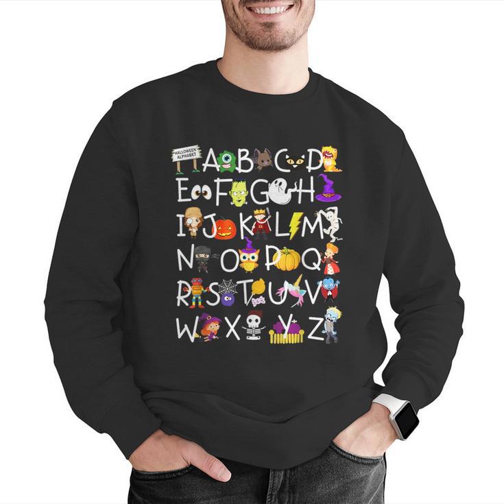 Alphabet ABCs Halloween Characters Kindergarten Teacher Kids Men Graphic Sweatshirt, funny gift