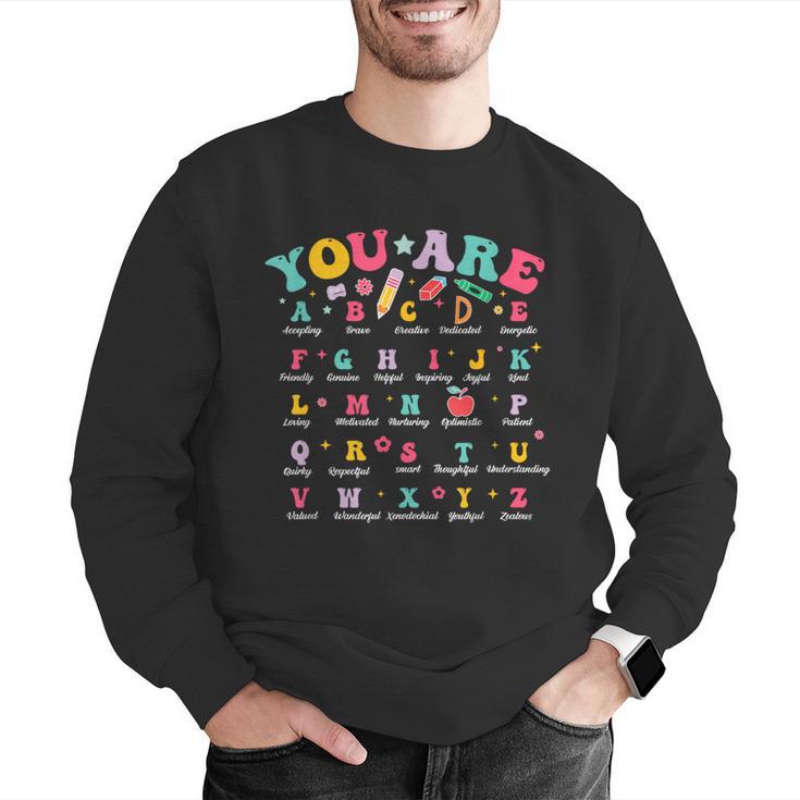 Alphabet Positive Affirmations Back To School Teacher Men Graphic Sweatshirt, funny gift Alphabet Positive Affirmations Back To School Teacher Men Graphic Sweatshirt, funny gift