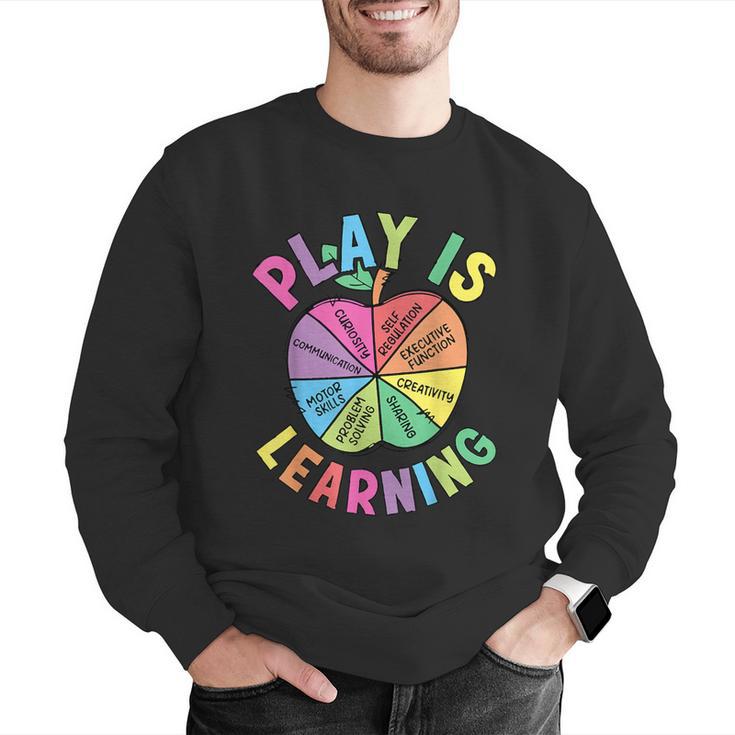 Apple Retro Play Is Learning Kindergarten Teacher Daycare Men Graphic Sweatshirt, funny gift