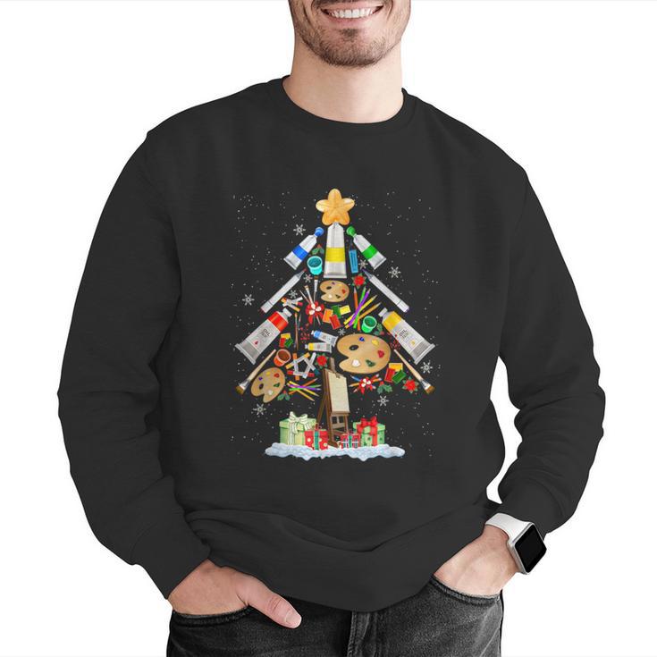 Art Christmas Tree Merry Christmas Artist Art Teacher Men Graphic Sweatshirt, funny gift