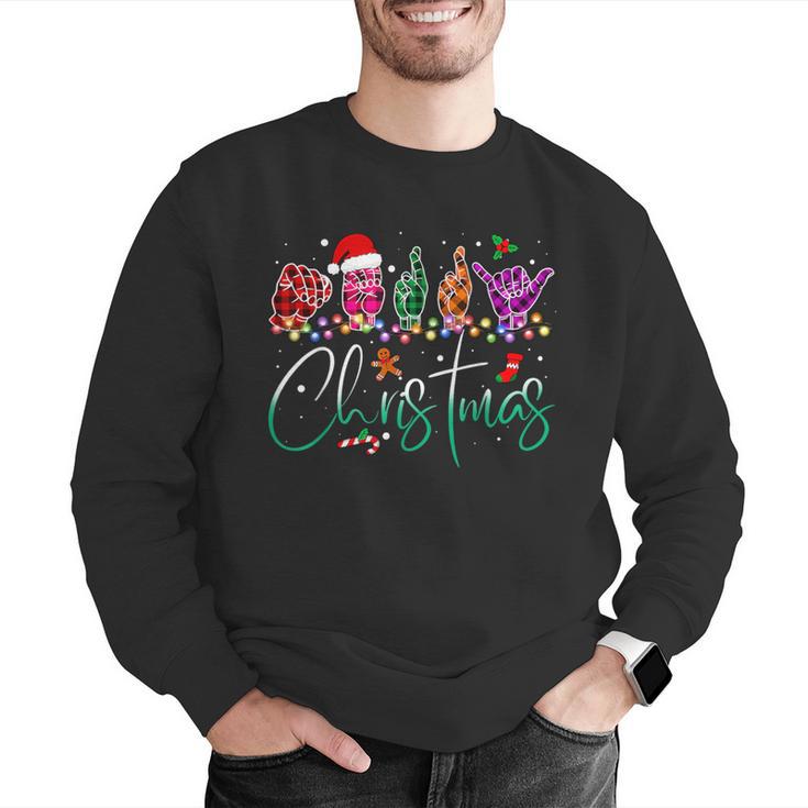 ASL Christmas Buffalo Plaid Teacher American Sign Language Men Graphic Sweatshirt, funny gift ASL Christmas Buffalo Plaid Teacher American Sign Language Men Graphic Sweatshirt, funny gift