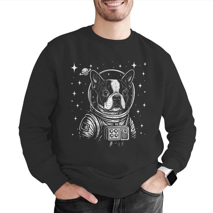 Astronaut Boston Terrier Space Galaxy Dog Lovers Men Graphic Sweatshirt, funny gift