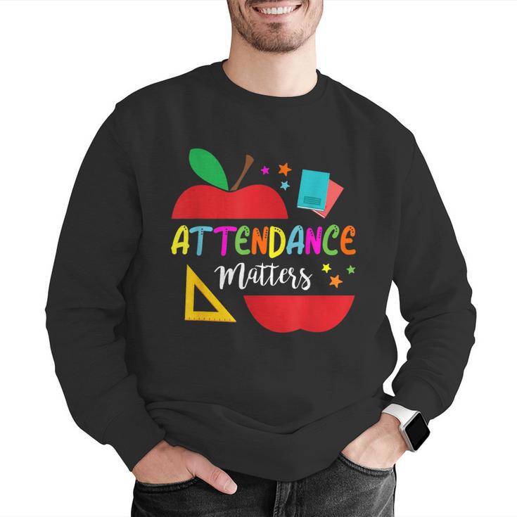 Attendance Matters Teacher Apple For Back To School Men Graphic Sweatshirt, funny gift Attendance Matters Teacher Apple For Back To School Men Graphic Sweatshirt, funny gift
