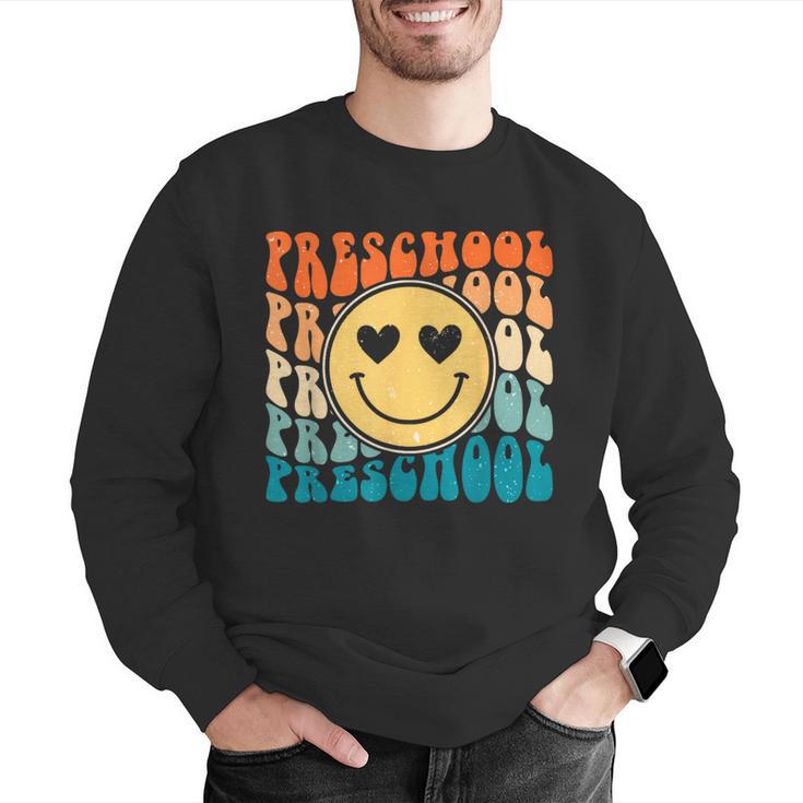 Back To School Groovy Smile Preschool Teachers Students Kids Men Graphic Sweatshirt, funny gift