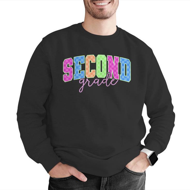 Back To School Neon Checkered Second Grade Colorful Teacher Men Graphic Sweatshirt, funny gift Back To School Neon Checkered Second Grade Colorful Teacher Men Graphic Sweatshirt, funny gift