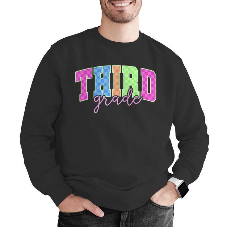 Back To School Neon Checkered Third Grade Colorful Teacher Men Graphic Sweatshirt, funny gift Back To School Neon Checkered Third Grade Colorful Teacher Men Graphic Sweatshirt, funny gift