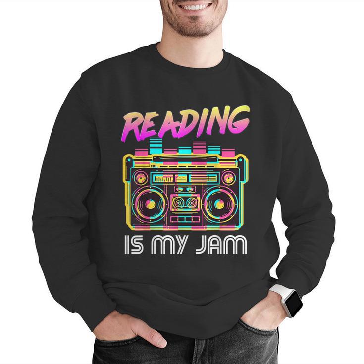 Back To School Retro Reading Is My Jam 80s Teacher Boombox Men Graphic Sweatshirt, funny gift Back To School Retro Reading Is My Jam 80s Teacher Boombox Men Graphic Sweatshirt, funny gift