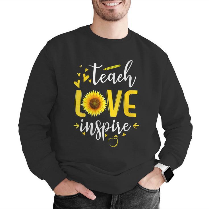 Back To School Teach Love And Inspire Teacher Sunflower Men Graphic Sweatshirt, funny gift Back To School Teach Love And Inspire Teacher Sunflower Men Graphic Sweatshirt, funny gift