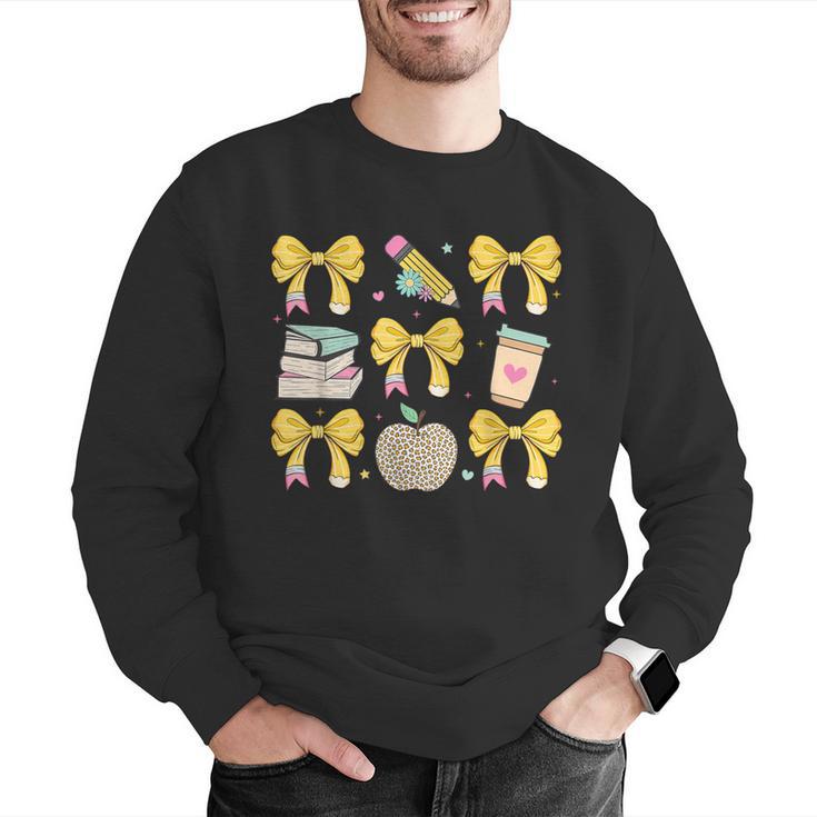 Back To School Yellow Bows Book Coffee Leopard Apple Teacher Men Graphic Sweatshirt, funny gift