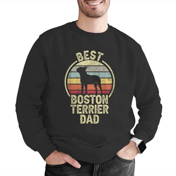 Best Dog Father Dad Vintage Boston Terrier For Men Women Men Graphic Sweatshirt, Boston Terrier Dad Sweatshirts, funny gift