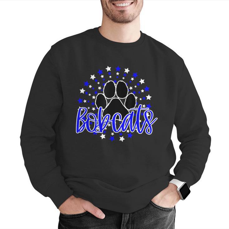 Blue Bobcats School Spirit Coquette Bow Mascot Teacher Men Graphic Sweatshirt, funny gift Blue Bobcats School Spirit Coquette Bow Mascot Teacher Men Graphic Sweatshirt, funny gift