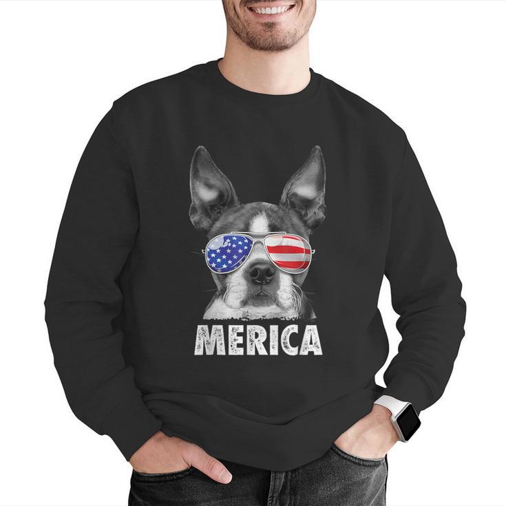 Boston Terrier 4th Of July Merica Men Women USA Flag Vintage Men Graphic Sweatshirt, Boston Terrier 4th Of July Sweatshirts, funny gift