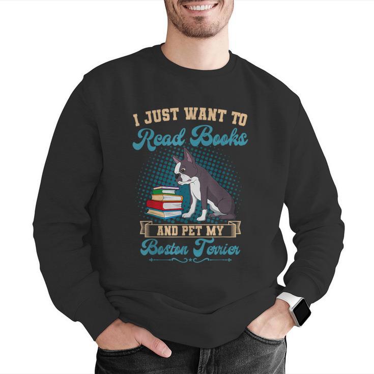 Boston Terrier American Gentleman Bibliophile Book Lover Men Graphic Sweatshirt, American Boston Terrier Sweatshirts, funny gift