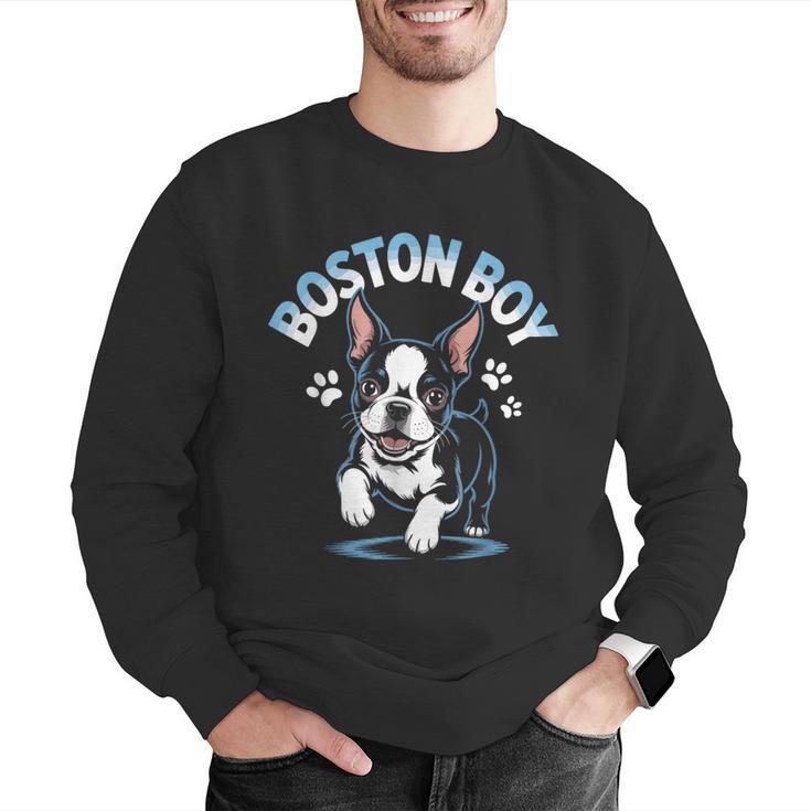 Boston Terrier Boy Cute Cartoon Dog Owner Pet Boston Terrier Men Graphic Sweatshirt, funny gift