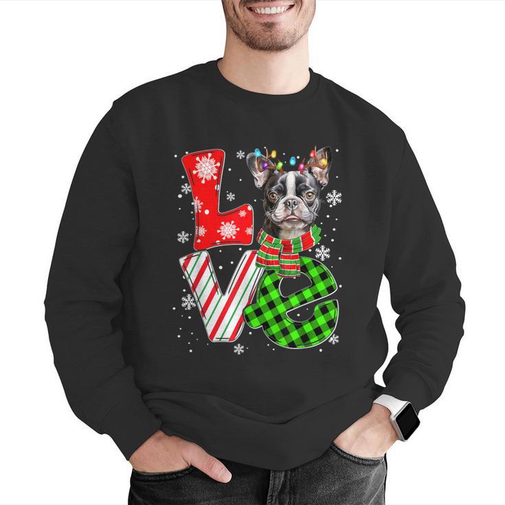 Boston Terrier Christmas Tree Lights Santa Dog Xmas For Men Women Kids Men Graphic Sweatshirt, Boston Terrier Christmas Sweatshirts, funny gift