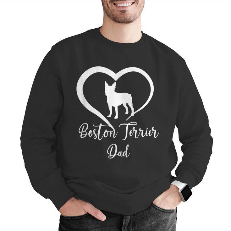 Boston Terrier Dad Cute Boston Terrier Silhouette Heart Men Graphic Sweatshirt, Boston Terrier Dad Sweatshirts, funny gift