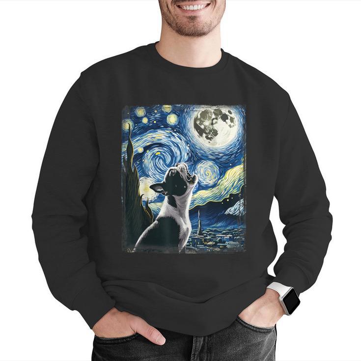 Boston Terrier Dog Art Van Gogh Starry Night Boston Terrier Men Graphic Sweatshirt, funny gift