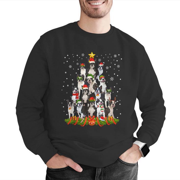 Boston Terrier Dog Christmas Tree Santa Hat Xmas Pajama Men Women Kids Men Graphic Sweatshirt, Boston Terrier Christmas Sweatshirts, funny gift