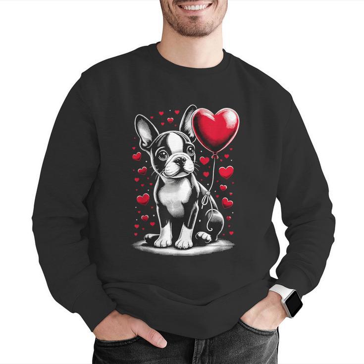 Boston Terrier Dog Valentine's Day Dog Owner Men Graphic Sweatshirt, funny gift