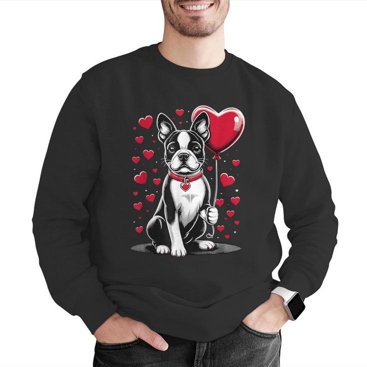 Boston Terrier Dog Valentine's Day Dog Owner Valentine Men Graphic Sweatshirt, funny gift