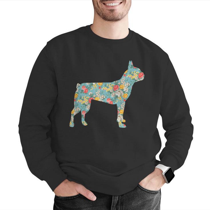 Boston Terrier Flower Silhouette Floral Dog Men Women Girls Kids Men Graphic Sweatshirt, funny gift
