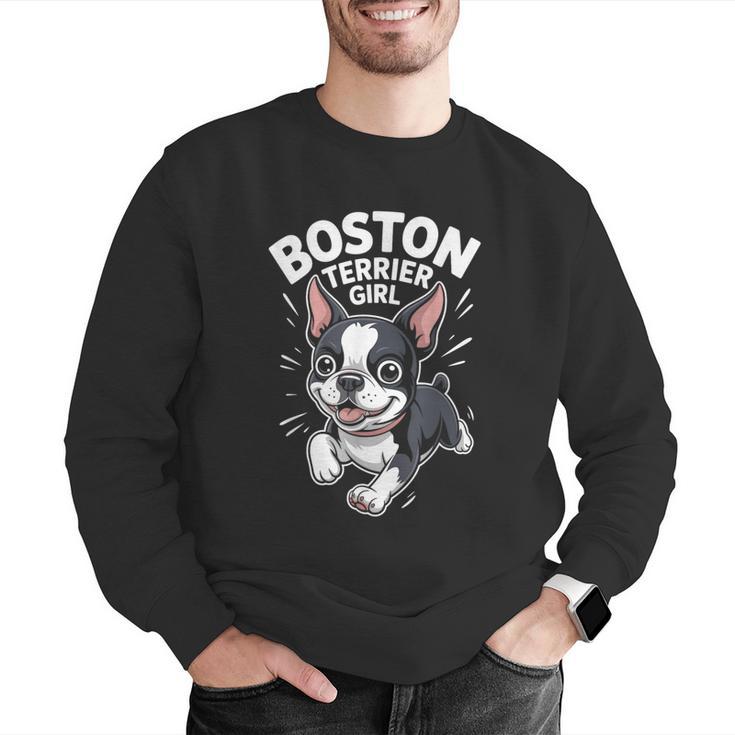 Boston Terrier Girl Cute Cartoon For Dog Owners Pet Terrier Men Graphic Sweatshirt, funny gift