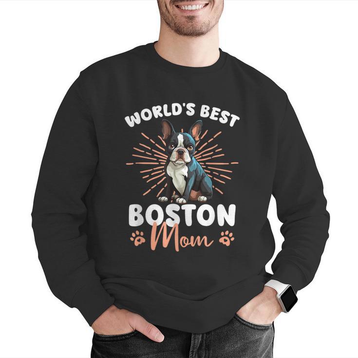 Boston Terrier Groovy World's Best Boston Mom Men Graphic Sweatshirt, Boston Terrier Mom Sweatshirts, funny gift