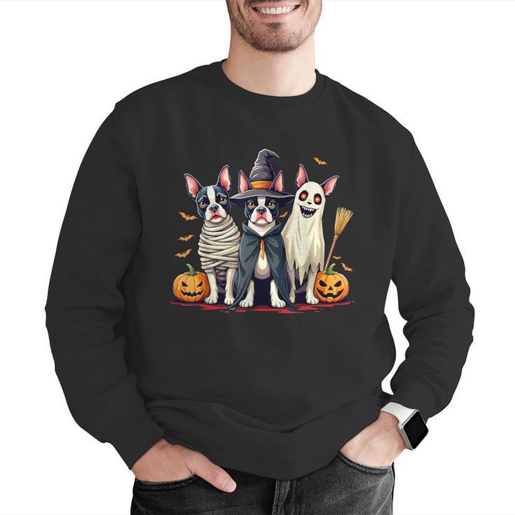 Boston Terrier Halloween Costume Mummy Witch Ghost Dog Lover For Men Women Kids Men Graphic Sweatshirt, Boston Terrier Ghost Sweatshirts, Boston Terrier Halloween Sweatshirts, funny gift