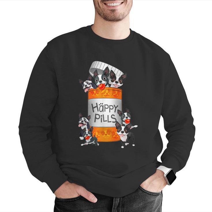 Boston Terrier Happy Pills T-Shirt Men Graphic Sweatshirt, funny gift