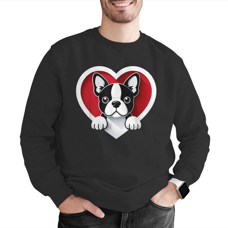 Boston Terrier Heart Cute Puppy Lover Or Dog Owner Men Graphic Sweatshirt, funny gift