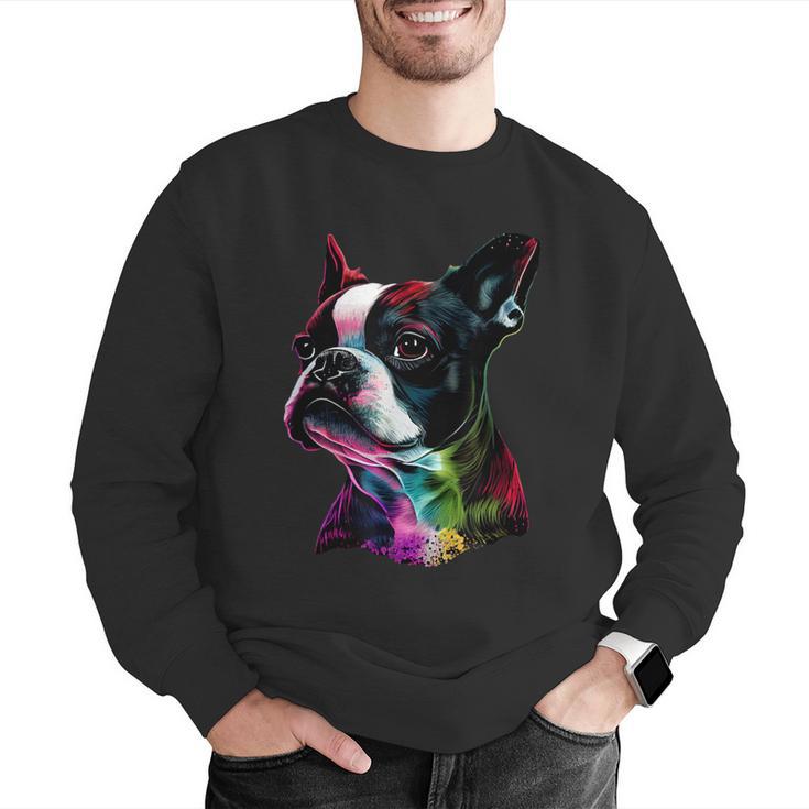 Boston Terrier Lovers Colorful Pop Art Boston Terrier Men Graphic Sweatshirt, funny gift