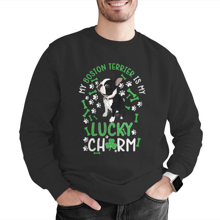 My Boston Terrier Is My Lucky Charm Paw Dog St Patrick's Day Men Graphic Sweatshirt, funny gift