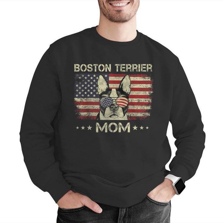 Boston Terrier Mom Dog Lovers American Flag 4th Of July Men Graphic Sweatshirt, Boston Terrier Mom Sweatshirts, American Boston Terrier Sweatshirts, Boston Terrier 4th Of July Sweatshirts, funny gift