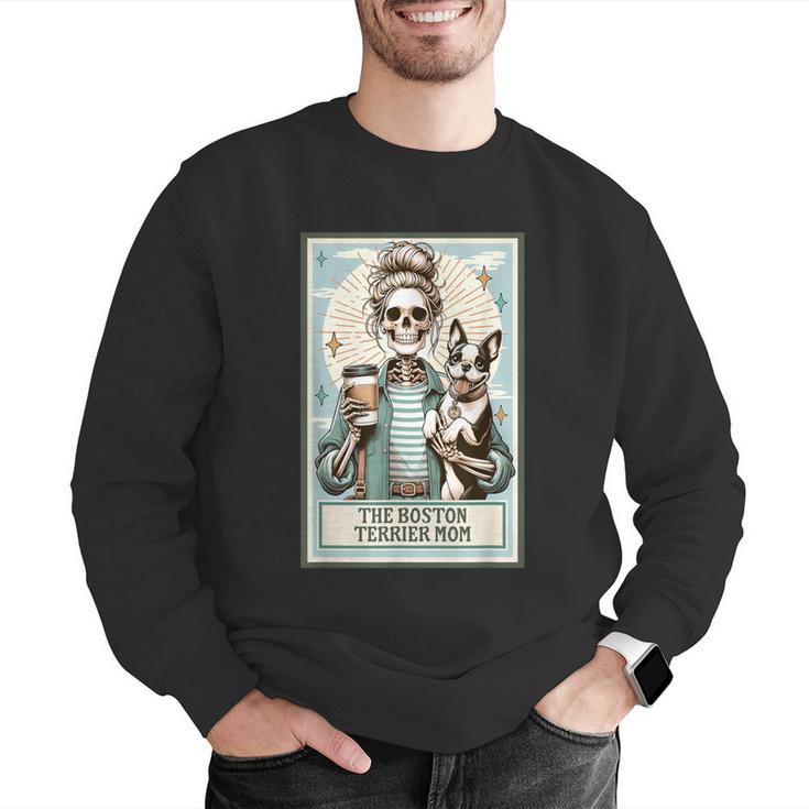 The Boston Terrier Mom Skeleton Spooky Season Halloween Men Graphic Sweatshirt, Boston Terrier Mom Sweatshirts, Boston Terrier Halloween Sweatshirts, funny gift