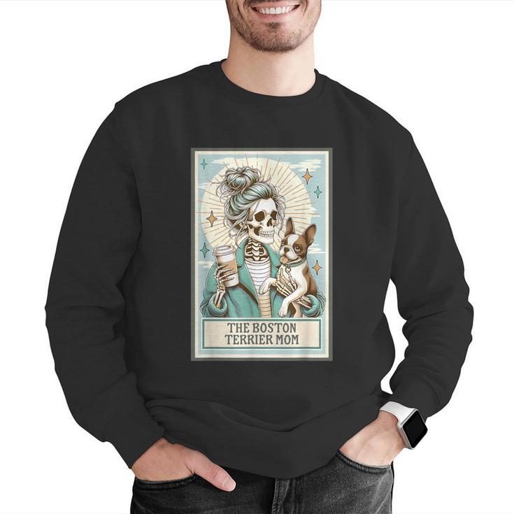Boston Terrier Mom Skeleton Tarot Card Witch Vibes Dog Mom Men Graphic Sweatshirt, Boston Terrier Tarot Sweatshirts, Boston Terrier Mom Sweatshirts, funny gift