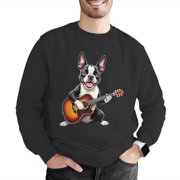Boston Terrier Playing Guitar Boston Terrier Men Graphic Sweatshirt, funny gift