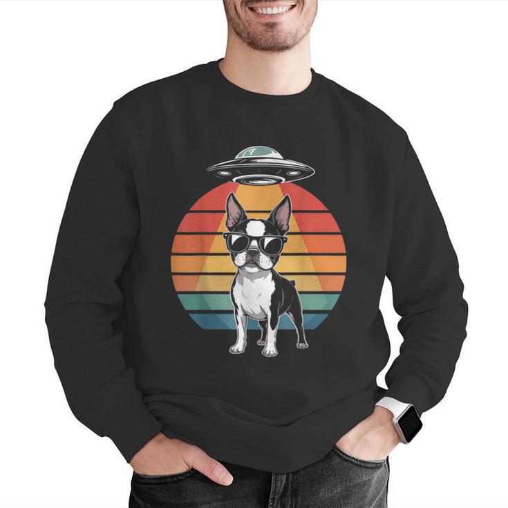 Boston Terrier UFO Alien Boston Terrier Dog Mom Dad Men Graphic Sweatshirt, Boston Terrier Mom Sweatshirts, Boston Terrier Dad Sweatshirts, funny gift
