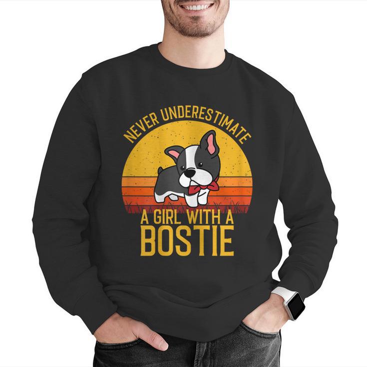 Boston Terrier Never Underestimate a Girl With a Bostie Men Graphic Sweatshirt, funny gift