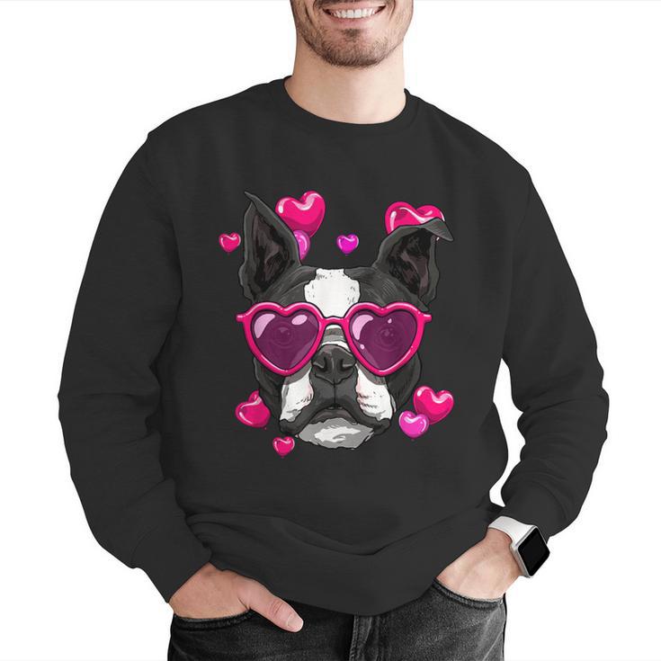 Boston Terrier Valentines Day Shirt Heart Dog Lover Men Graphic Sweatshirt, funny gift