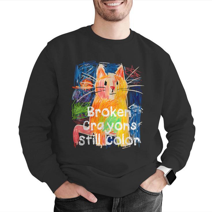 Broken Crayons Still Color Cat Teacher Men Graphic Sweatshirt, funny gift Broken Crayons Still Color Cat Teacher Men Graphic Sweatshirt, funny gift