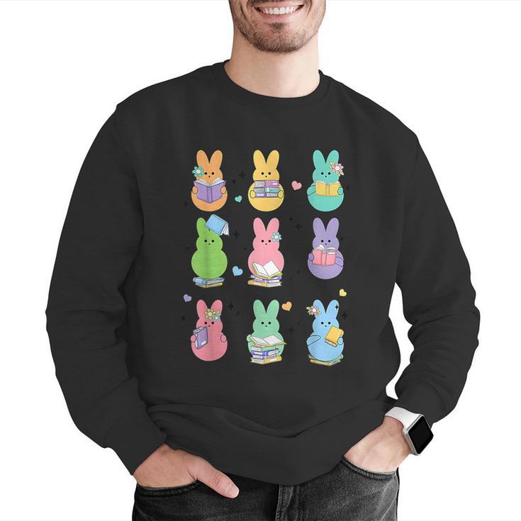 Bunny Reading Books Easter Day Librarian Teacher Book Men Graphic Sweatshirt, Easter Teacher Sweatshirts, funny gift