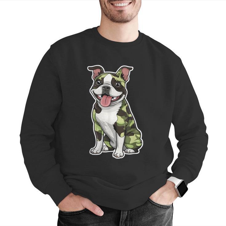 Camo Boston Terrier Pet Owner Camouflage Dog Lover Men Graphic Sweatshirt, funny gift